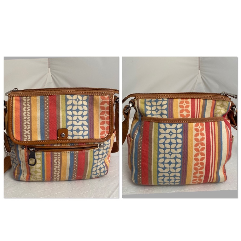 Fossil multicolor leather and canvas crossbody bag - image 5
